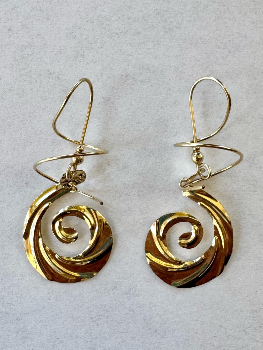 Gold Spiral Drop Earrings - Women Jewelry